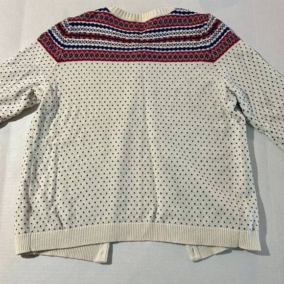 Talbots, Women's Lambswool Blend White Nordic Fair Isle Cardigan, sz L - Picture 5 of 5